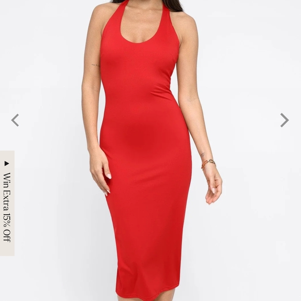 Elegant Red Halter Dress